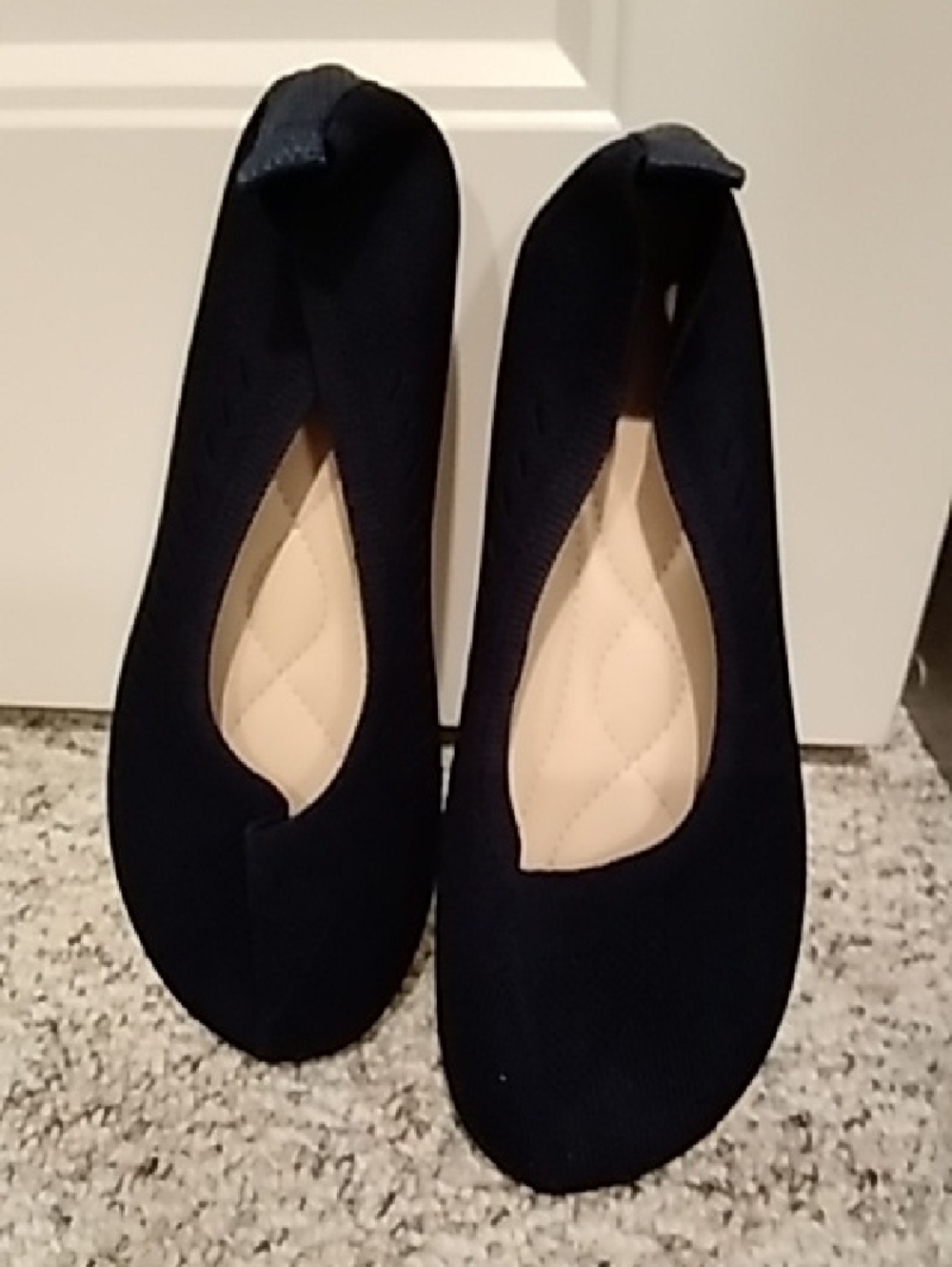 Classic Navy Blue Knit Ballet Flats - Women's Comfort Slip-Ons